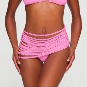 SKIMS Pink Strappy Swim Coverup Skirt